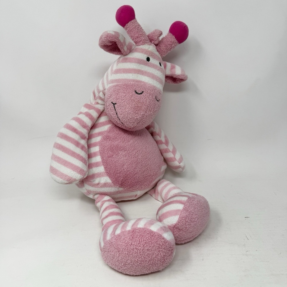 Manhattan Toy Giraffe Pink White Stripe Giggle Baby Plush Lovey 17"